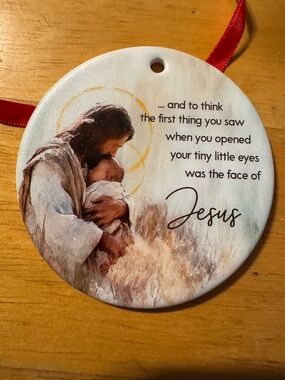 Memorial Ceramic Jesus Miscarriage Baby Loss Double Sided Ornament
